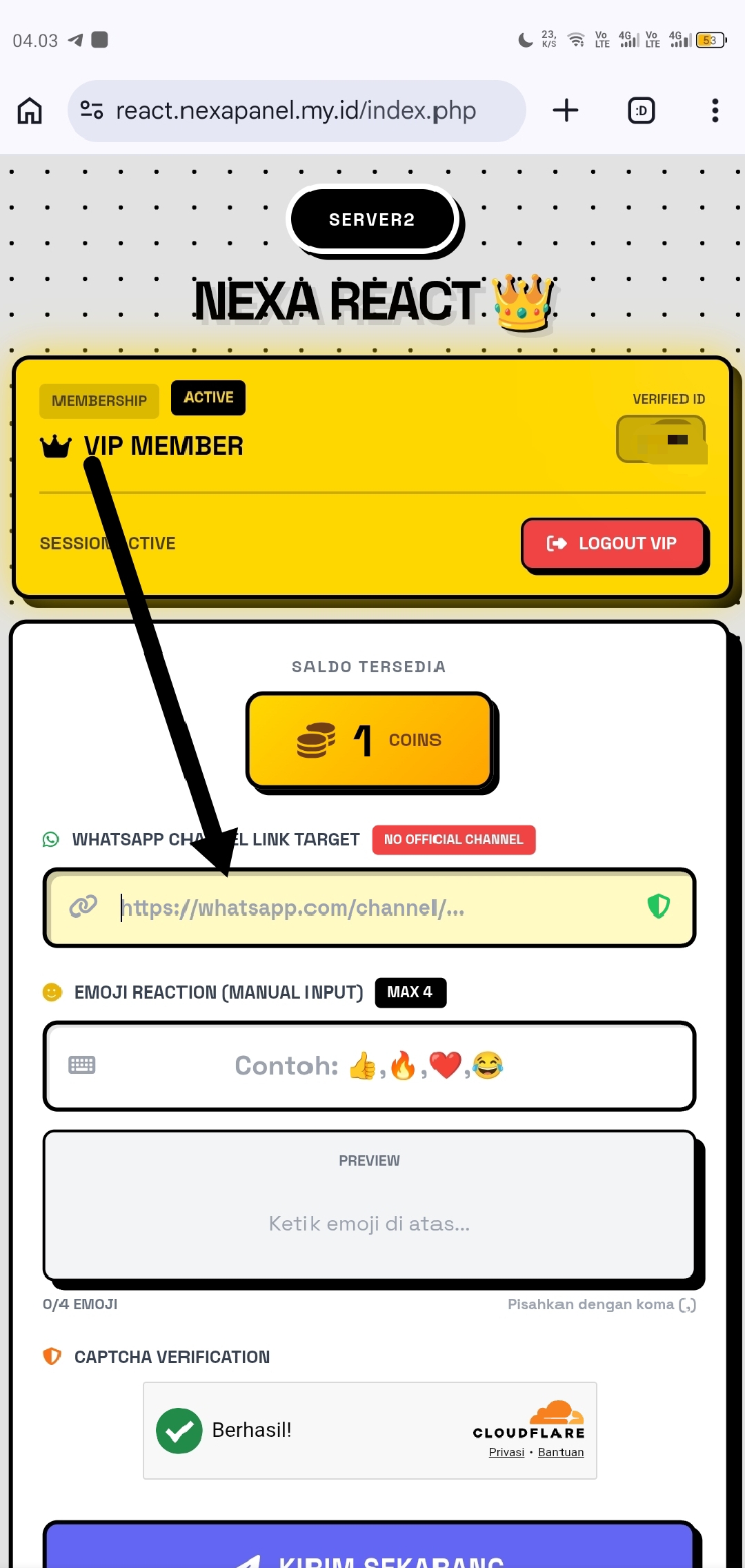 Masukin URL & emoji, pisah pakai koma